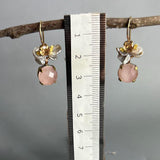 Rose Quartz Drop Earrings, Statement Earrings, Champagne Zircon Earrings, Pearl Cluster Earrings, Boho Earrings, Unique Multi Stone Earrings