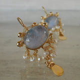 Moonstone Pearl Waterfall Earrings in Gold Filled