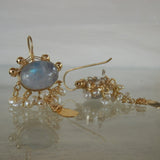 Moonstone Pearl Waterfall Earrings in Gold Filled