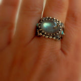 Silver Labradorite Gemstone Ring
