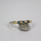 Silver Triple Labradorite Stacking Ring