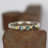 Silver Triple Labradorite Stacking Ring