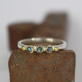 Silver Triple Labradorite Stacking Ring