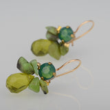 Green Swarovski Bee Earrings in Copper