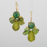 Green Swarovski Bee Earrings in Copper