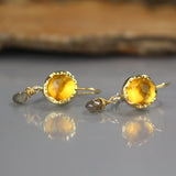 Solid Gold Citrine Drop Earrings