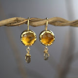 Solid Gold Citrine Drop Earrings