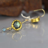Solid Gold Labradorite Drop Earrings