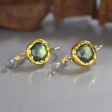 Solid Gold Labradorite Drop Earrings