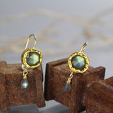 Solid Gold Labradorite Drop Earrings