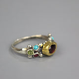 Gold Silver Garnet Caterina Ring