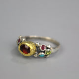 Gold Silver Garnet Caterina Ring