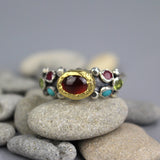 Gold Silver Garnet Caterina Ring