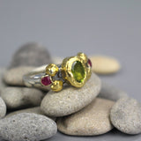 Gold Peridot Ruby Helena Ring
