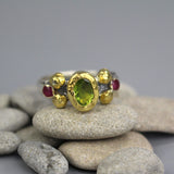 Gold Peridot Ruby Helena Ring