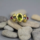 Gold Peridot Ruby Helena Ring
