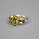 Gold Peridot Ruby Helena Ring