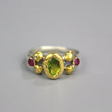 Gold Peridot Ruby Helena Ring
