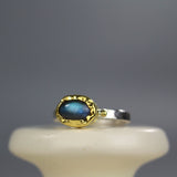 Solid Gold and Silver Labradorite Ring