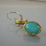 24K Solid Gold Turquoise Amazonite Earrings