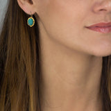 24K Solid Gold Turquoise Amazonite Earrings
