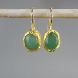 Solid Gold Aventurine Earrings