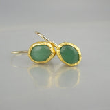 Solid Gold Aventurine Earrings