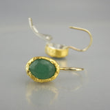 Solid Gold Aventurine Earrings