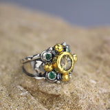 Solid Gold Citrine Emerald Elizabeth Ring