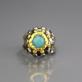 24K Solid Gold Amazonite Nefertiti Ring