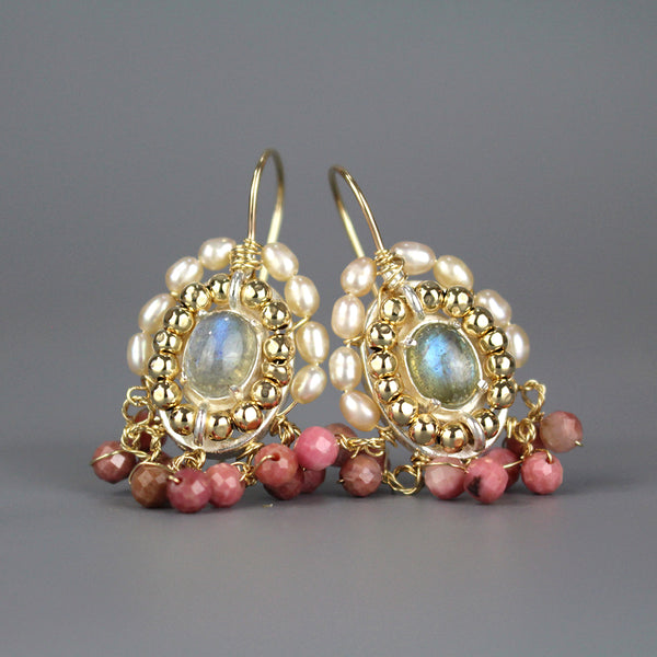 Labradorite Pearls Cherkes earrings