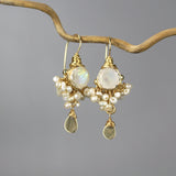 Faceted Moonstone Pearl Goddess Earrings