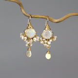 Faceted Moonstone Pearl Goddess Earrings