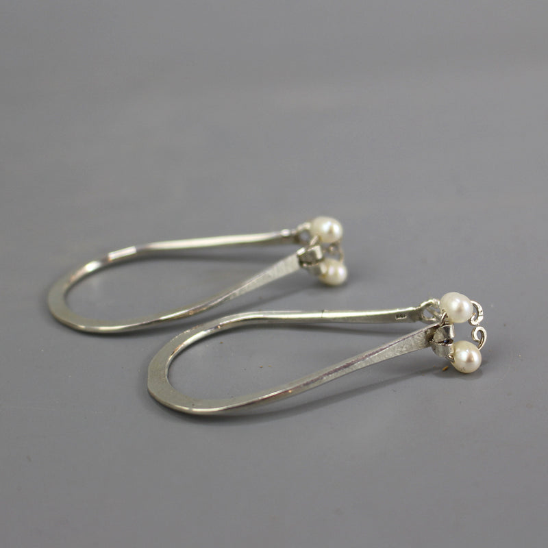 Silver Pearl Hoop Earrings