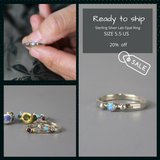 Sterling Silver Lab Opal Stacking Ring - Size 5.5