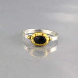 Solid Gold and Silver Onyx Ring