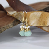 Small Amazonite Pearl Drop Earrings