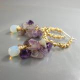Amethyst Cluster Hoop Earrings