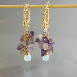 Amethyst Cluster Hoop Earrings