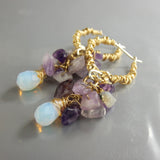 Amethyst Cluster Hoop Earrings