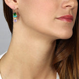 Green Glass Amethyst Angel Earrings