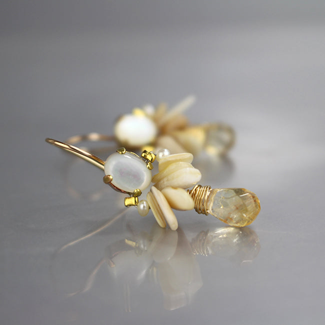 Pearl Citrine Angel Earrings