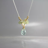 Aquamarine Silver Drop Necklace