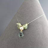 Aquamarine Silver Drop Necklace