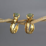 African Turquoise Golden Hoop Earrings