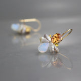Champagne CZ Pearl Bee Earrings