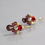 Red CZ Garnet Bee Earrings