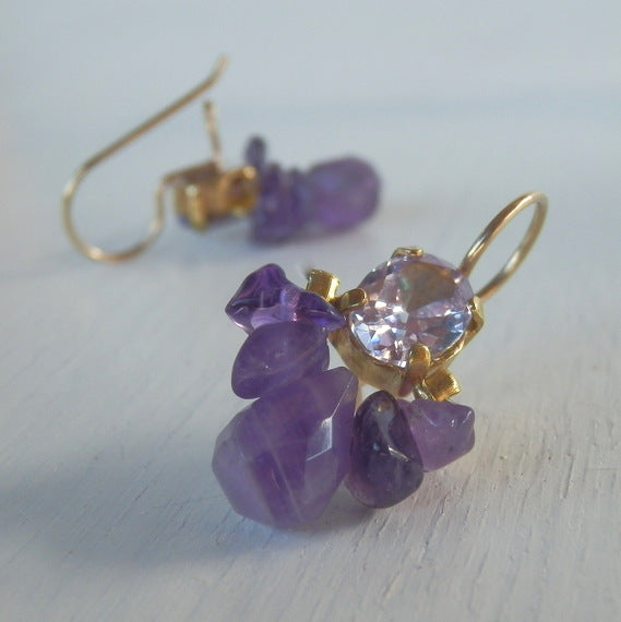 Purple Zircon Amethyst Bee Earrings