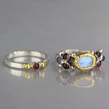 Moonstone Caterina and Garnet Ring Set