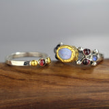 Moonstone Caterina and Garnet Ring Set
